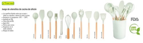 Juego de utensilios de cocina de silicón