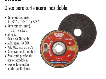 Disco para corte acero inoxidable