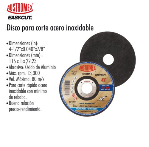Disco para corte acero inoxidable