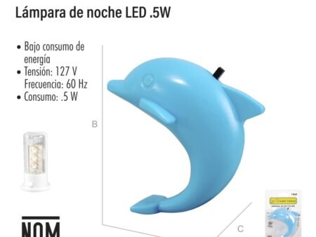 Lampara de noche led .5w delfin