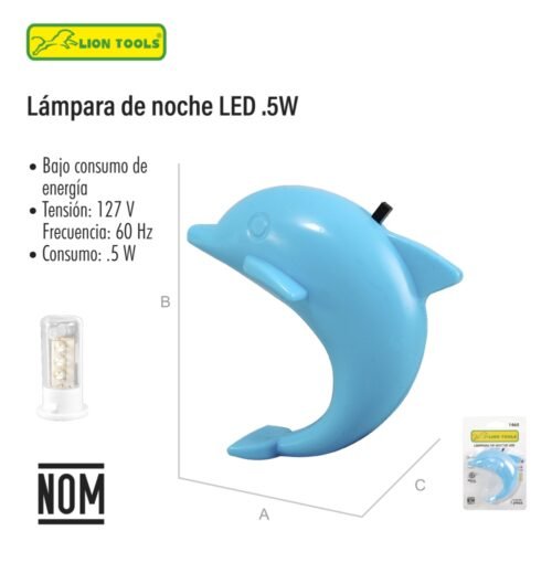 Lampara de noche led .5w delfin