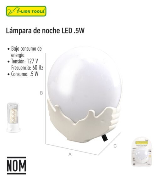 Lampara de noche led .5w dos manos luna