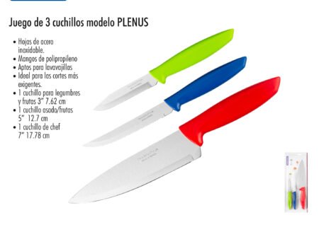 Juego de 3 cuchillos modelo plenus