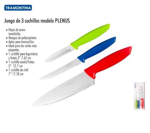 Juego de 3 cuchillos modelo plenus