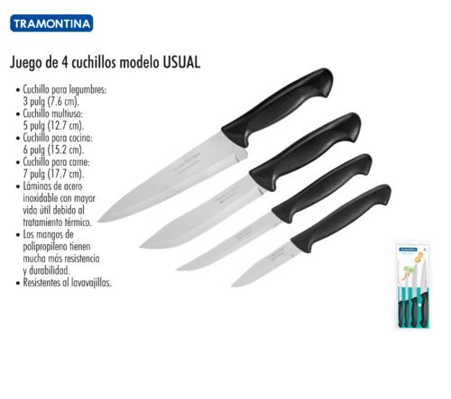 Juego de 4 cuchillos modelo usual