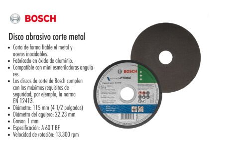 Disco abrasivo corte metal