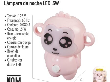 Lámpara de noche led .5w mono rosa