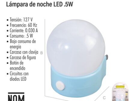Lámpara de noche led .5w foco base azul