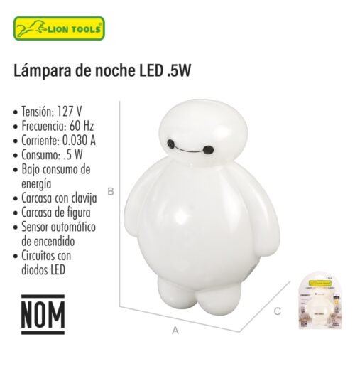 Lámpara de noche led .5w heroe blanco