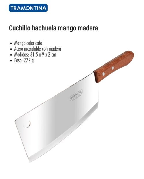 Cuchillo hachuela mango madera