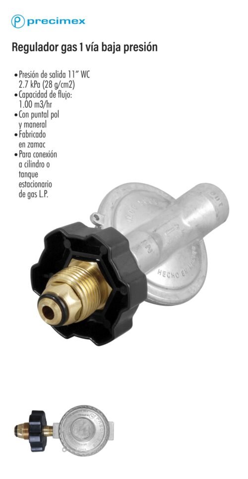 Regulador gas 1 vía baja presión