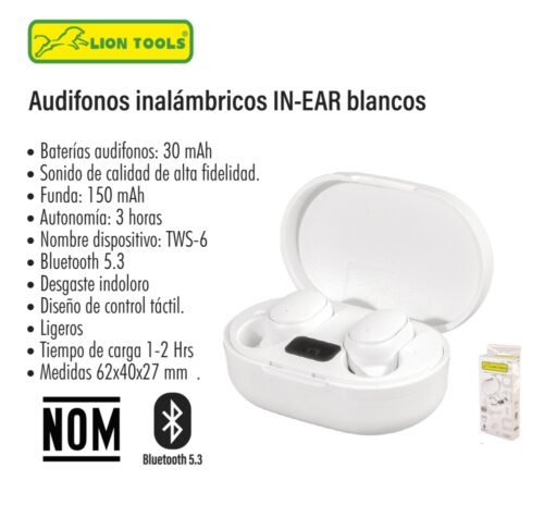 Audifonos inalámbricos in-ear blancos