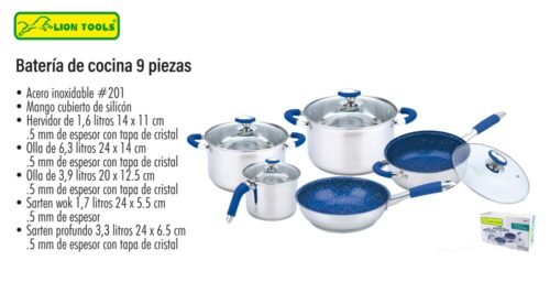 Bateria de cocina 9 piezas lion tools