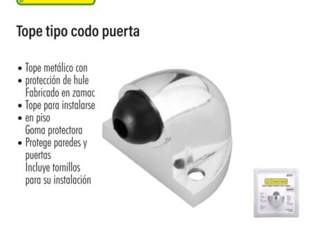 Tope tipo codo puerta acabado cromo