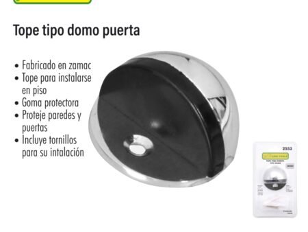 Tope tipo domo puerta acabado cromo