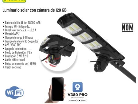 Luminario solar con cámara del 128 gb