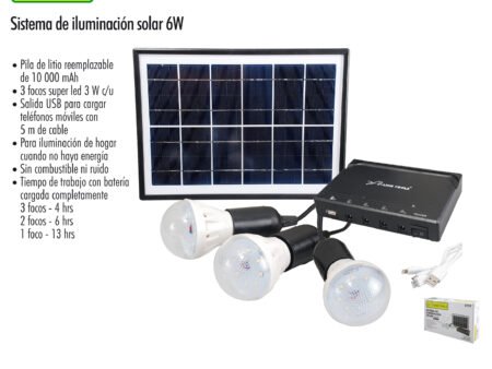 Sistema de iluminación solar 6w