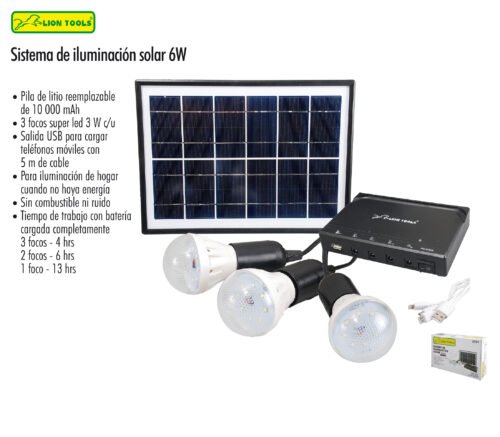 Sistema de iluminación solar 6w