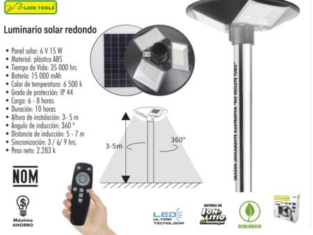 Luminario solar redondo