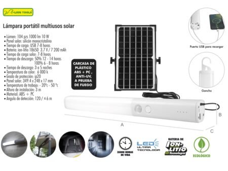 Lampara portátil multiusos solar