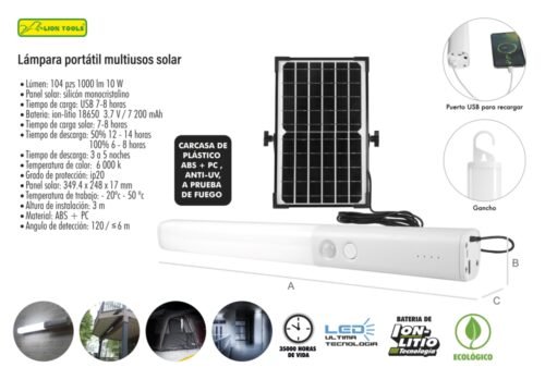 Lampara portátil multiusos solar