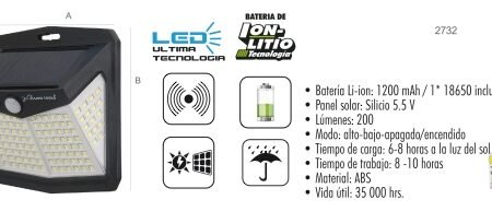 Arbotante solar 128 led smd