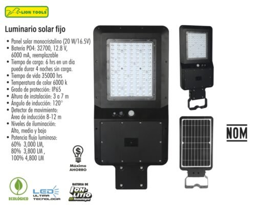 Luminario solar fijo