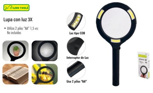Lupa con luz 3x