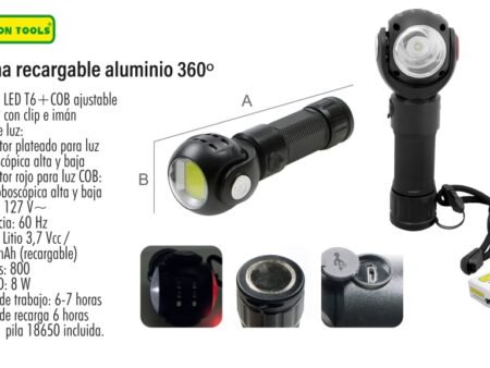 Linterna recargable aluminio 360º
