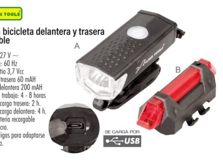 Linterna bicicleta delantera y trasera recargable