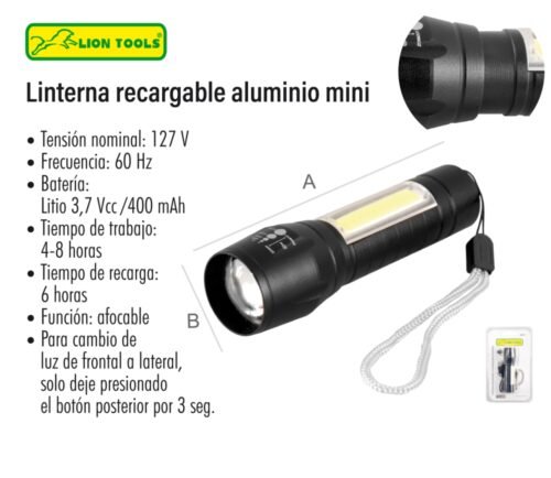 Linterna recargable aluminio mini