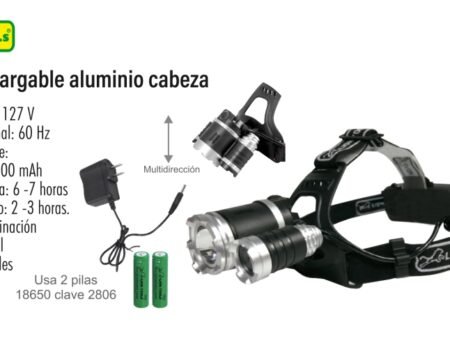 Linterna recargable aluminio cabeza