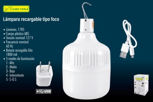 Lámpara recargable tipo foco