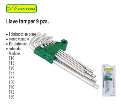 Llave tamper 9 pzs