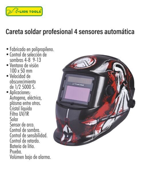 Careta soldar profesional 4 sensores automática