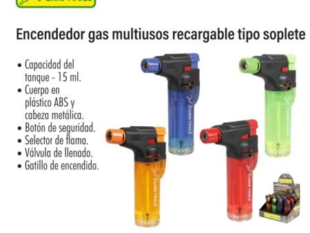 Encendedor de gas multiusos recargable tipo soplete