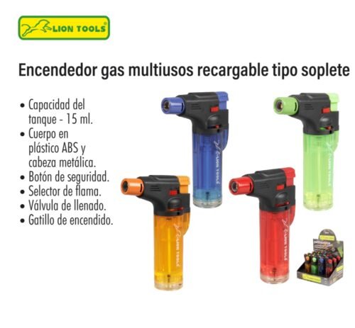 Encendedor de gas multiusos recargable tipo soplete
