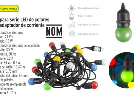 Lampara serie led de colores con adaptador de corriente