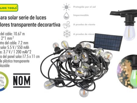 Lampara solar serie de luces de colores transparente decorativa