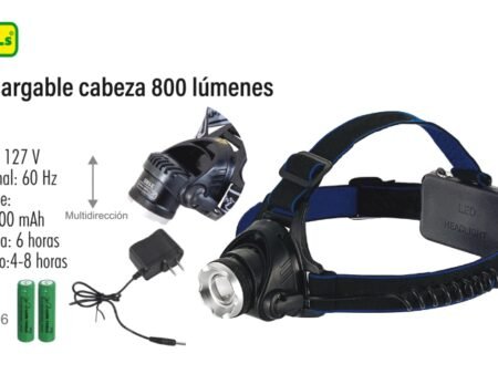 Linterna recargable cabeza 800 lúmenes