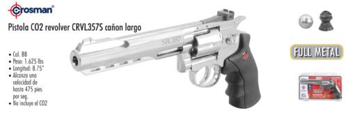 Pistola co2 revolver crvl357s cañon largo