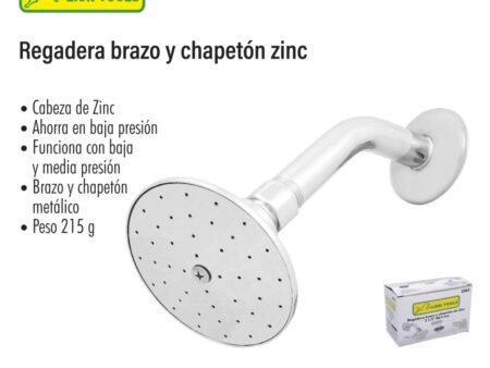 Regadera brazo y chapetón zinc