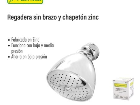 Regadera sin brazo y chapetón zinc