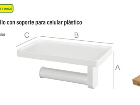 Porta rollo con soporte para celular de plástico