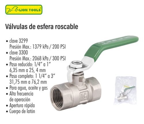 Valvulas de esfera roscable