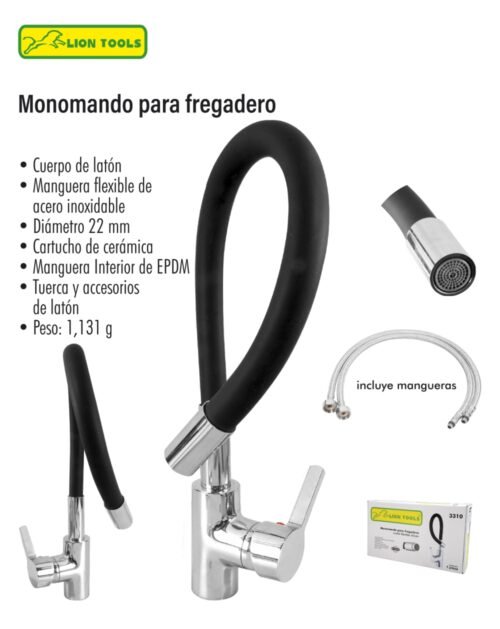 Monomando para fregadero silicón