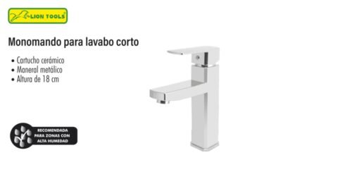 Monomando para lavabo corto