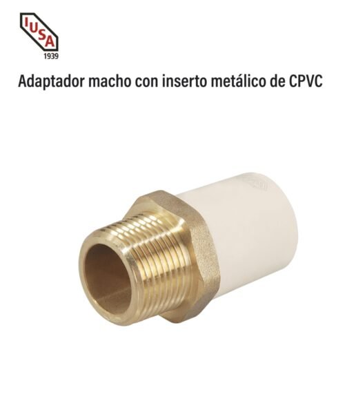 Adaptador macho con inserto metálico de cpvc