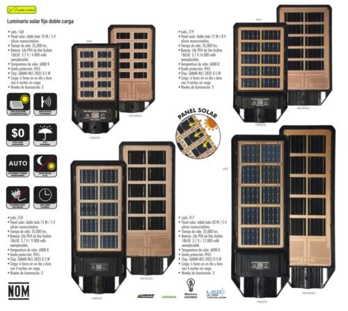 Luminario solar fijo doble carga