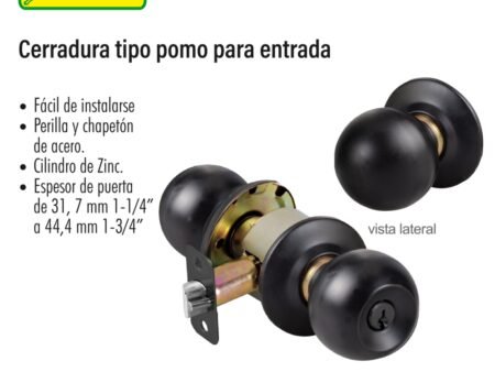 Cerradura tipo pomo para entrada